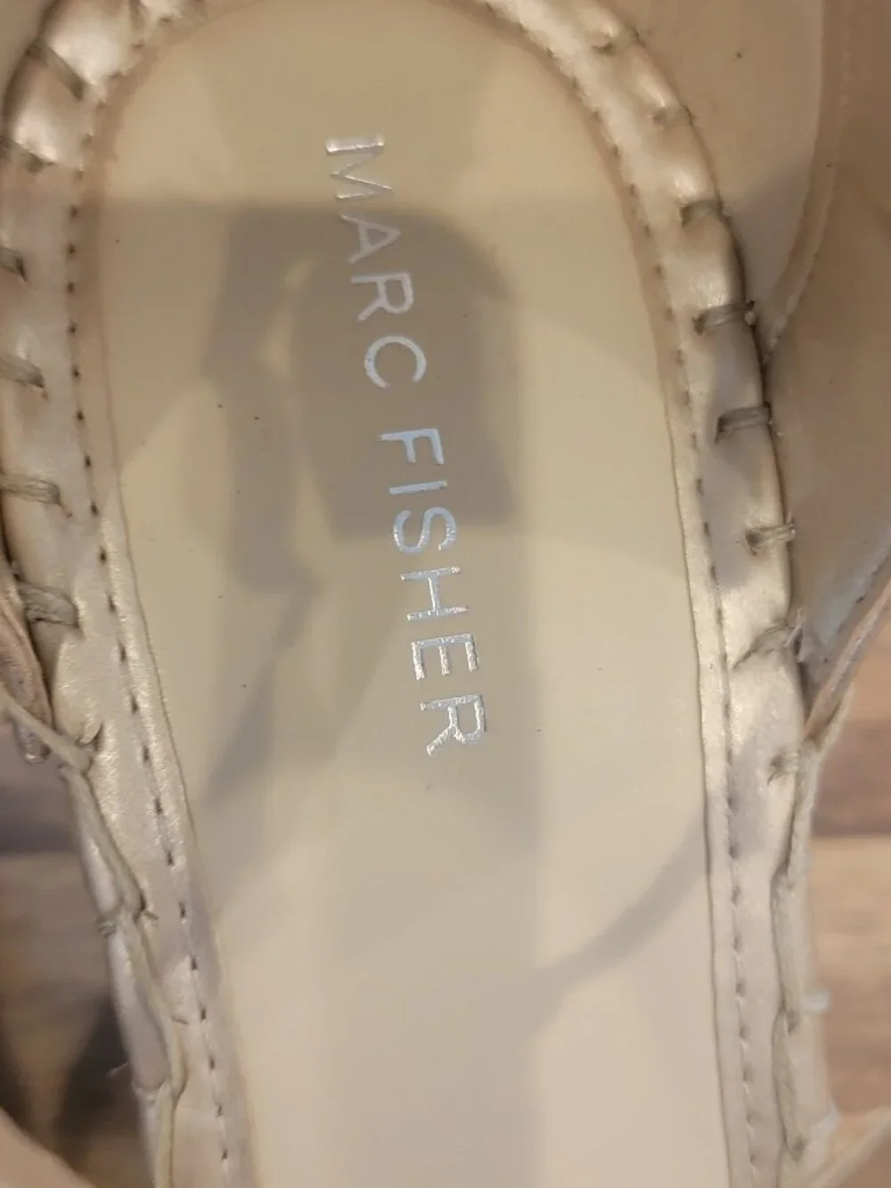 Marc Fisher Kegan Espadrille Wedge Sandals Metallic Gold with Studs Open Toe